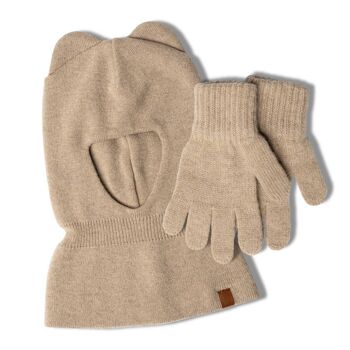 Ensemble 2 pièces cagoule et gants tricotés pour enfants 2