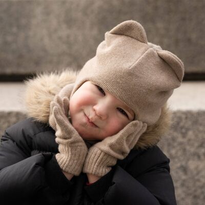 Ensemble 2 pièces cagoule et gants tricotés pour enfants