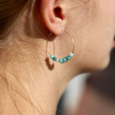 Amazonite gold plated hoop earrings