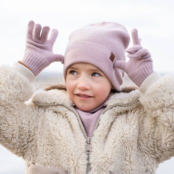 Ensemble 2 pièces bonnet et gants tricotés pour enfants 1