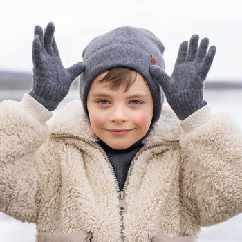 Ensemble 3 pièces bonnet, Dickie et gants tricotés pour enfants 5