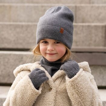 Ensemble 3 pièces bonnet, Dickie et gants tricotés pour enfants 6