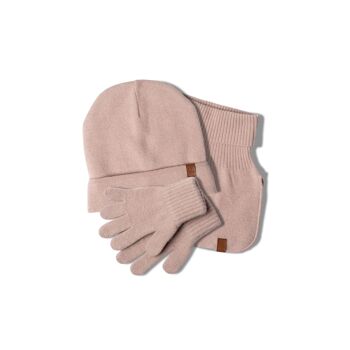 Ensemble 3 pièces bonnet, Dickie et gants tricotés pour enfants 4