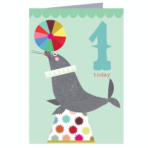 CZ01 Seal 1st Birthday Card