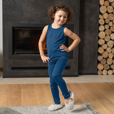 Kinder Merinowolle 160 g/m² Set aus Tank Top & Bottom Denim