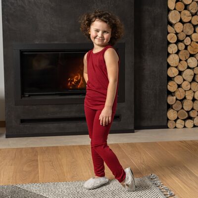 Kids Merino wool 160gsm Set of Tank Top & Bottom Royal Cherry