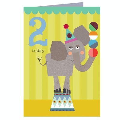 CZ02 Elefante 2.ª tarjeta de cumpleaños
