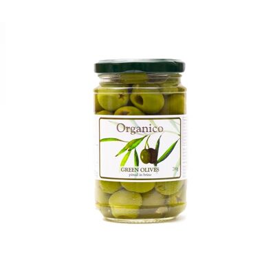 Org pitted green olives in brine