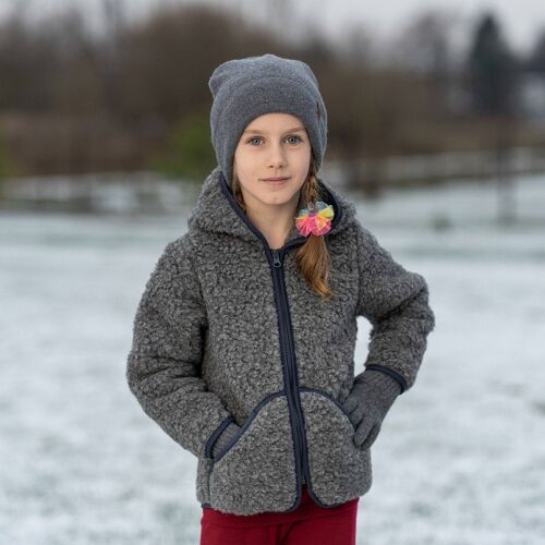 Kids Pile Fleece Hooded Jacket Dark Gray