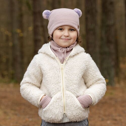 Kids Pile Fleece Hooded Jacket Natural