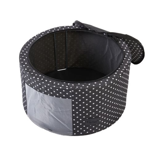 Periea Abby Round Home Storage Box - Black with White Polka Dots - Small