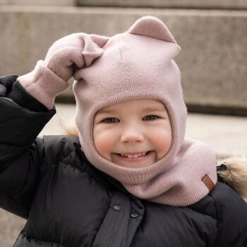 Cagoule tricotée pour enfants en laine mérinos et cachemire 3