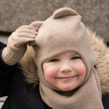 Cagoule tricotée pour enfants en laine mérinos et cachemire 6