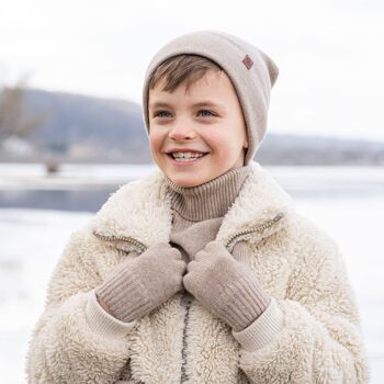Bonnet tricoté pour enfant en laine mérinos et cachemire 2
