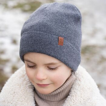 Bonnet tricoté pour enfant en laine mérinos et cachemire 5