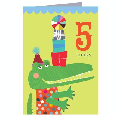 CZ05 Crocodile 5th Birthday Card