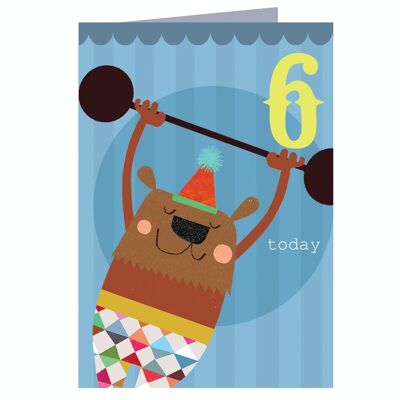 CZ06 Geburtstagskarte mit Bärenmotiv zum 6. Geburtstag