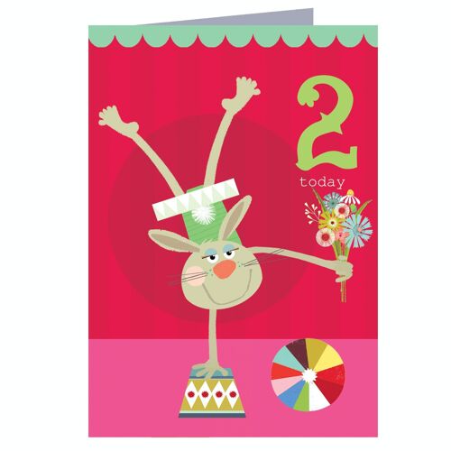 CZ08 Rabbit 2nd Birthday Card