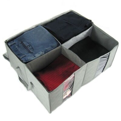 Periea - Large Storage Box, 4 Compartments - Karla - Grey
