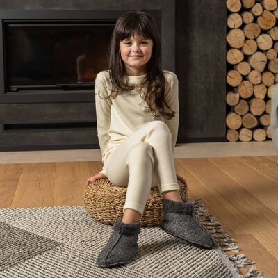 Kids' Merino Wool 250gsm Set of Long Sleeve & Bottom Natural
