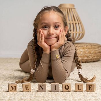 Pull à manches longues en laine mérinos 160 g/m² pour enfant Beige 1