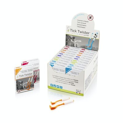Display of 20 cardboard cases of 2 Tick Twister® tick removers