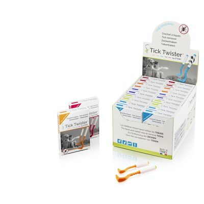 Display of 20 cardboard cases of 2 Tick Twister® tick removers