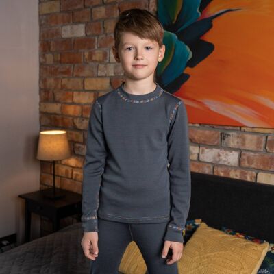 Camiseta de manga larga de lana de merino para niños de 250 g/m² Perfect Grey