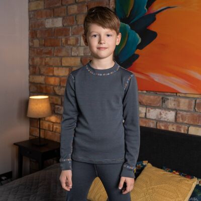 Kids' Merino Wool 250gsm Long Sleeve Crew Perfect Grey