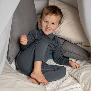 Ensemble manches longues et bas en laine mérinos 250 g/m² pour enfant Perfect Grey 1