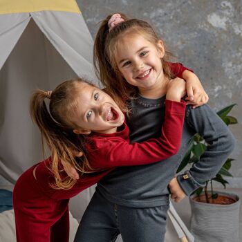 Ensemble manches longues et bas en laine mérinos 250 g/m² pour enfant Perfect Grey 3
