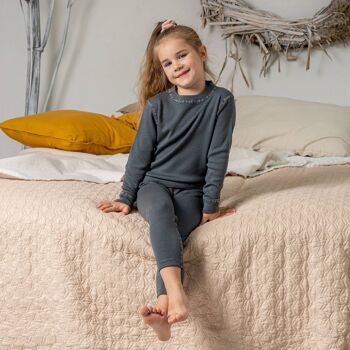 Ensemble manches longues et bas en laine mérinos 250 g/m² pour enfant Perfect Grey 4