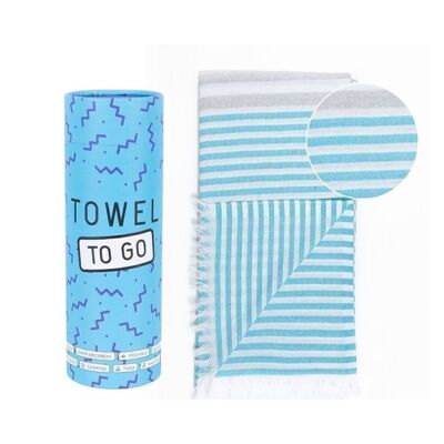 BALI Beach & Pool Towel | Turkish Hammam Towel | Turquoise - Blue, with Recycled Gift Box