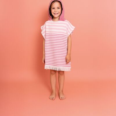 Poncho infantil para playa y piscina | Rosa, con caja de regalo reciclada (60 x 48 cm)