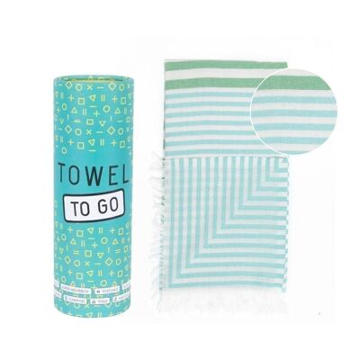 Serviette de plage et de piscine BALI | Serviette de hammam turque | Turquoise - Vert, avec boîte cadeau recyclée