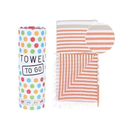 BALI Beach & Pool Towel | Turkish Hammam Towel | Orange - Beige, with Recycled Gift Box