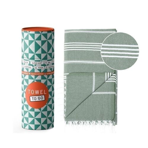 IPANEMA Beach & Pool Towel | Turkish Hammam Towel | Khaki, with Recycled Gift Box