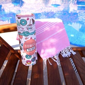 IPANEMA Serviette de plage et de piscine pour enfants | Serviette de hammam turque | Rose, avec boîte-cadeau recyclée 3