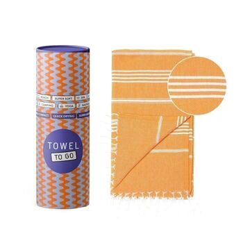 IPANEMA Serviette de plage et de piscine | Serviette de hammam turque | Orange, avec boîte cadeau recyclée 1