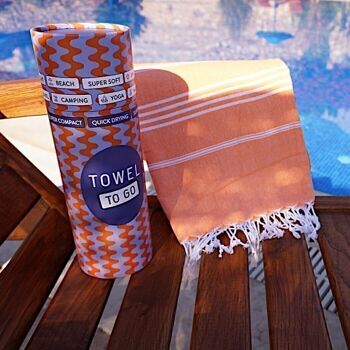 IPANEMA Serviette de plage et de piscine | Serviette de hammam turque | Orange, avec boîte cadeau recyclée 3