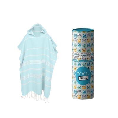 IPANEMA Poncho para niños, toalla de playa y piscina | Azul, con caja de regalo reciclada