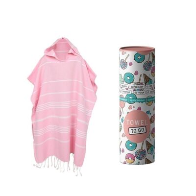 IPANEMA Poncho para niños, toalla de playa y piscina | Rosa, con caja de regalo reciclada.