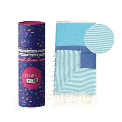 PALERMO Beach & Pool Towel | Turkish Hammam Towel |Blue - Turquoise, with Recycled Gift Box