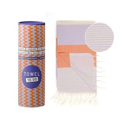 PALERMO Toalla de playa y piscina | Toalla de hammam turca | Naranja - Morado, con caja de regalo reciclada