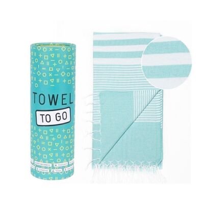 Serviette de plage et de piscine MALIBU | Serviette de hammam turque | Turquoise, avec boîte-cadeau recyclée