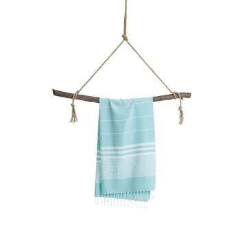 Serviette de plage et de piscine MALIBU | Serviette de hammam turque | Turquoise, avec boîte-cadeau recyclée 2