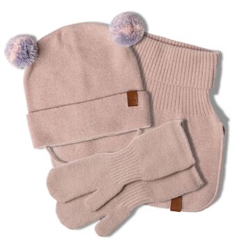 Bonnet tricoté pour bébé, ensemble 3 pièces Dickie & Mitten 3