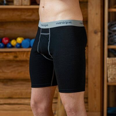 Herren Boxershorts aus Merinowolle, 160 g/m², Schwarz