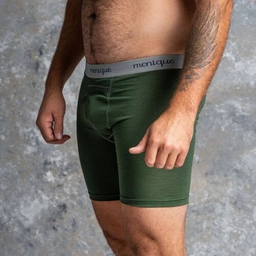 Men's Merino Wool 160gsm Boxer Briefs Dark Green