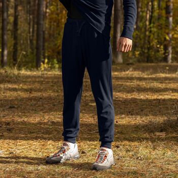 Pantalon de survêtement Jogger en laine mérinos 250 g/m² pour homme Bleu foncé 1